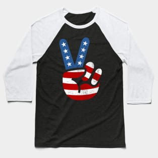 Peace Love Hand USA Flag Vintage Solid Baseball T-Shirt